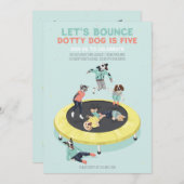 Invitation Dotty Dog Bounce sur Trampoline 5e fête d'annivers (Devant / Derrière)