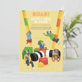 Invitation Dotty Dog Roar Soft Play 4Anniversaire