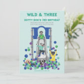 Invitation Dotty Dog Wild & Three 3e anniversaire (Debout devant)