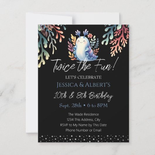 Invitation Double Anniversaire Eté Sea Snail Kids (Devant)