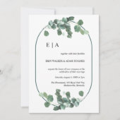 Invitation Double Arc Eucalyptus Verdure Monogramme simple (Devant)