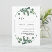 Invitation Double Arc Eucalyptus Verdure Monogramme simple (Debout devant)