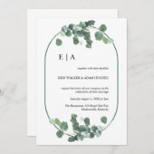Invitation Double Arc Eucalyptus Verdure Monogramme simple (Devant / Derrière)