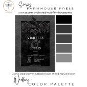 Invitation Double Arc noir gothique et Mariage Rose noir
