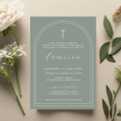 Invitation Double arche simple sauge croisée baptême baptême