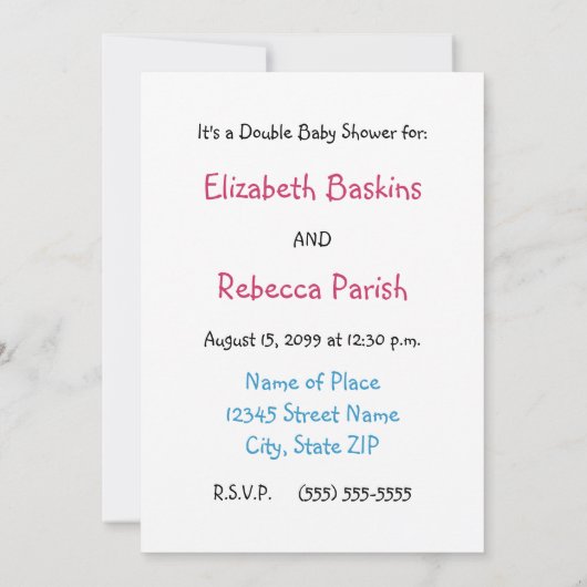 Invitation double Baby shower, ballons (Dos)