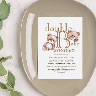 Invitation Double Baby shower Deux Ours
