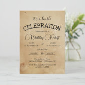 Invitation Double Beige Classique Anniversaire (Debout devant)