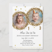 Invitation Double Birthday Gold Parties scintillant Enfants P (Devant)