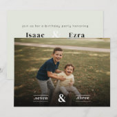 Invitation Double Birthday Two Kids Photo Party Celebration (Devant / Derrière)
