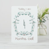 Invitation Double bleu Baby Milestone Card bordure florale (Debout devant)