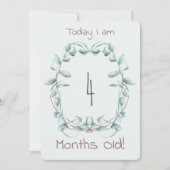 Invitation Double bleu Baby Milestone Card bordure florale (Devant)
