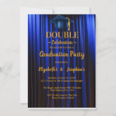 Invitation Double bleu Celebration Graduation Party 2 photos (Devant)