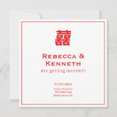 Invitation Double bonheur Chinese American enregistrer la dat (Devant)