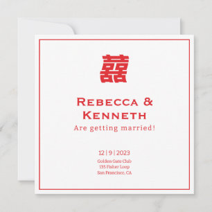 Invitation Double bonheur Chinese American enregistrer la dat
