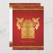 Invitation Double Bonheur Chinois Thème Mariage Invite (Devant / Derrière)