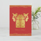 Invitation Double Bonheur Chinois Thème Mariage Invite (Debout devant)