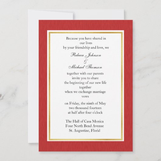 Invitation Double Bonheur Chinois Thème Mariage Invite (Dos)
