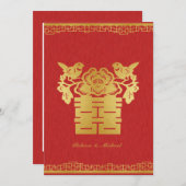 Invitation Double Bonheur Chinois Thème Mariage Invite (Devant / Derrière)