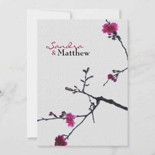 Invitation Double Bonheur de printemps/Mariage Chinois 3 (Devant)