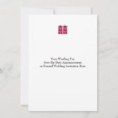 Invitation Double Bonheur de printemps/Mariage Chinois 3 (Dos)