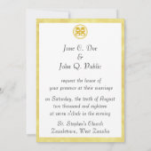 Invitation Double bonheur en or scintillant - Rond (Dos)