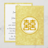 Invitation Double bonheur en or scintillant - Rond (Devant / Derrière)