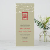 Invitation Double Bonheur Fairy Lights Chic Mariage chinois (Debout devant)