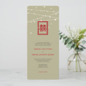 Invitation Double Bonheur Fairy Lights Chic Mariage chinois (Debout devant)