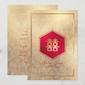 Invitation Double Bonheur Faux Rose Gold, do-it-yourself Arri (Devant / Derrière)