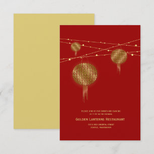 Invitation Double Bonheur Golden Lanterns Mariage chinois
