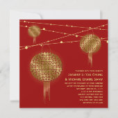 Invitation Double Bonheur Golden Lanterns Mariage chinois (Devant)