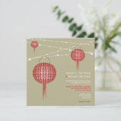 Invitation Double Bonheur Lanternes Rouges Chic Mariage Chino (Debout devant)