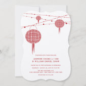 Invitation Double Bonheur Lanternes Rouges Chic Mariage Chino (Devant)