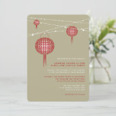 Invitation Double Bonheur Lanternes Rouges Chic Mariage Chino (Debout devant)