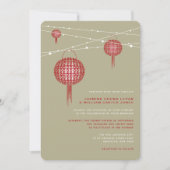 Invitation Double Bonheur Lanternes Rouges Chic Mariage Chino (Devant)