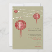 Invitation Double Bonheur Lanternes Rouges Chic Mariage Chino (Devant)