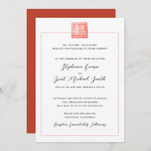 Invitation Double Bonheur Mariage chinois américain moderne (Devant / Derrière)