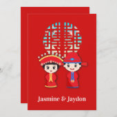 Invitation Double bonheur Mariage chinois couple (Devant / Derrière)