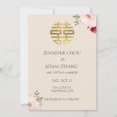 Invitation Double Bonheur Mariage chinois Enregistrer la Date (Devant)