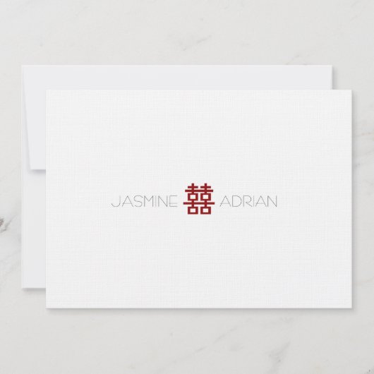 Invitation Double bonheur minimaliste simple Mariage chinois (Devant)