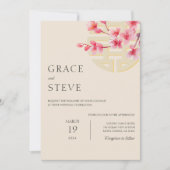 Invitation Double bonheur moderne Mariage coréen chinois (Devant)