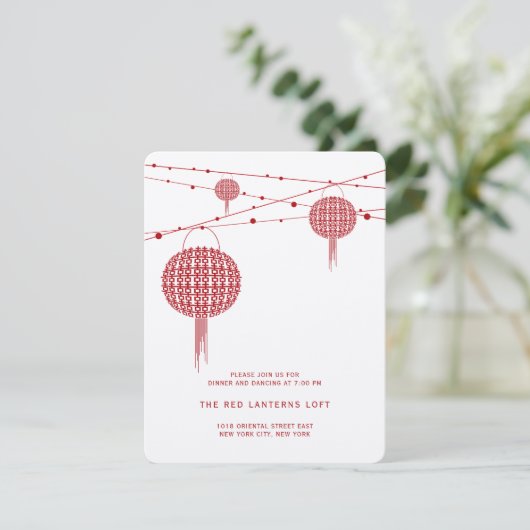 Invitation Double Bonheur Red Lanterns Réception de mariage (Debout devant)