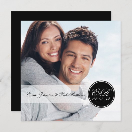 Invitation Double carré simple de mariage de photo (Devant / Derrière)