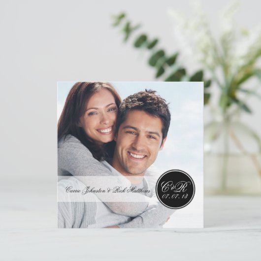 Invitation Double carré simple de mariage de photo (Debout devant)