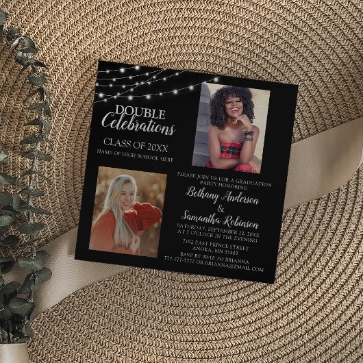 Invitation Double Célébration 2 Photo Diplôme