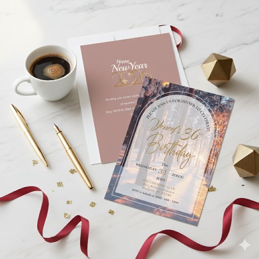 Invitation Double Célébration Bonne Année + Anniversaire