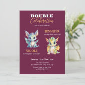 Invitation Double Celebration Cute Dragons Fairytale Annivers (Debout devant)