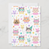 Invitation Double Celebration Cute Kitty Combiné Anniversaire (Dos)