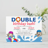 Invitation Double Célébration | Fête d'anniversaire pour enfa (Debout devant)